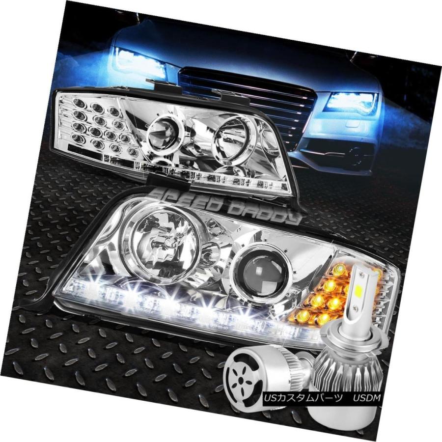 前照灯 CHROME PROJECTOR HEADLIGHT + DRL +  隅っこ+白いことLED H7 HIDフ その他ライト-車、バイク、自転車