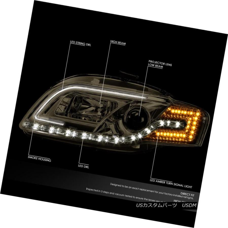 ヘッドライト [LED DRL + TURN SIGNAL] 2005-2008 AUDI A4 / S4 SMOKED HOUSING PROJECの画像