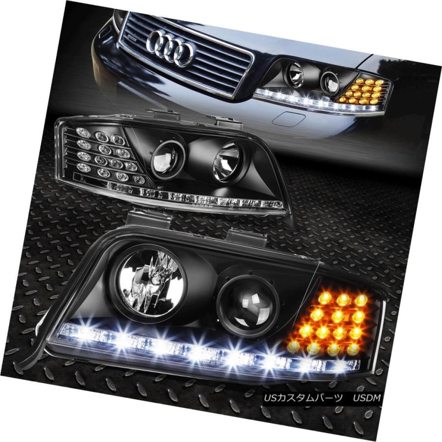 ヘッドライト [LED DRL] 2002-2004 AUDI A6 BLACK HOUSINGアンバーシグナルプロジェクターヘッドライト [LED