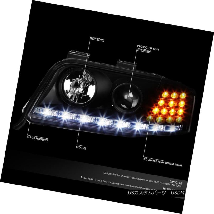 ヘッドライト [LED DRL] 2002-2004 AUDI A6 BLACK HOUSINGアンバーシグナルプロジェクターヘッドライト [LEDの画像