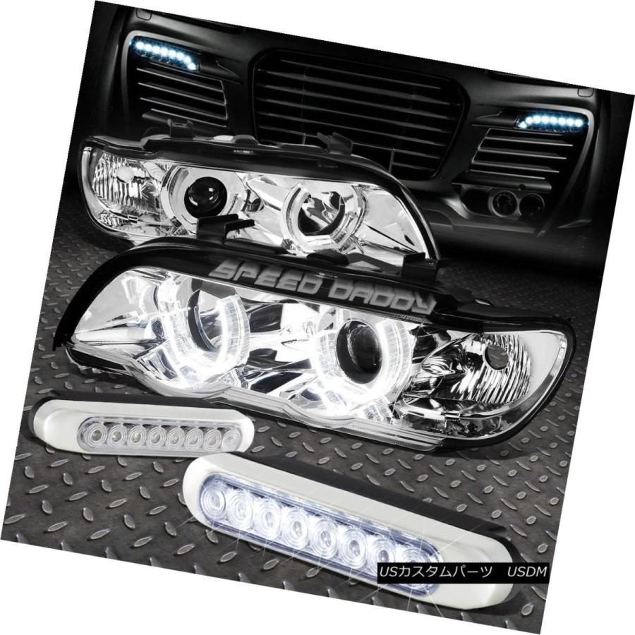 ヘッドライト CHROME HALO PROJECTOR HEADLIGHT + CORN  ER + 8 LEDグリルFOGランプ00-0