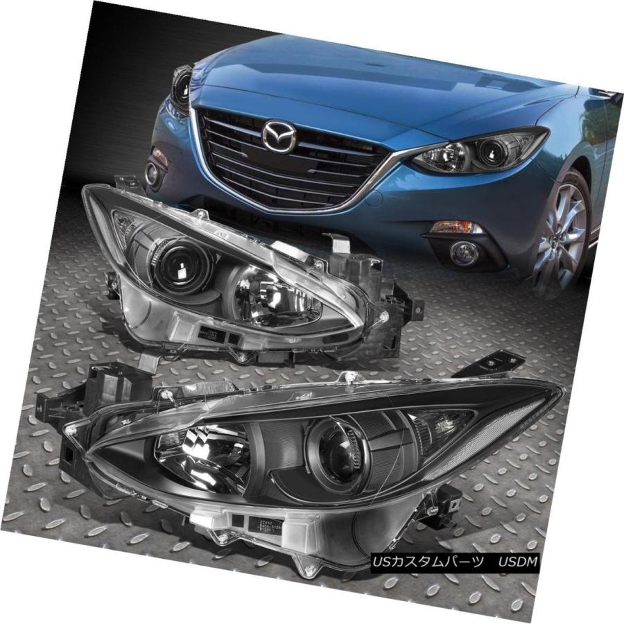 ヘッドライト 2014-2017年MAZDA 3ペアブラックハウスクリアーコーナープロジェクターヘッドライト/ランプ FOR 2014-2017 MA