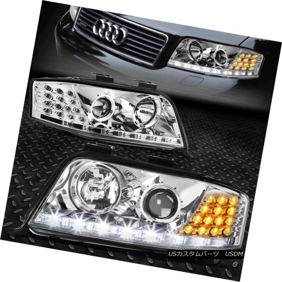 ヘッドライト [LED DRL] 2002-2004 AUDI A6 CHROME HOUSINGアンバーシグナルプロジェクターヘッドライト [LED