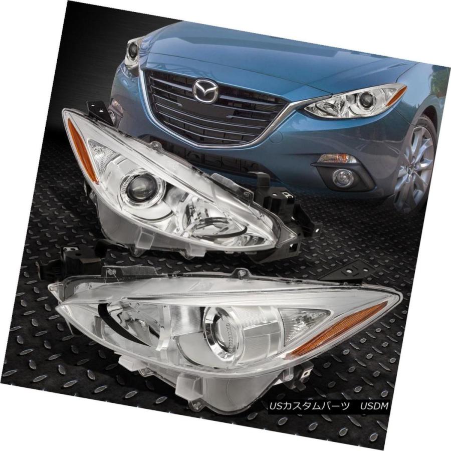 ヘッドライト 2014-2017 MAZDA 3ペアクローム住宅アンバーコーナープロジェクターヘッドライト/ランプ FOR 2014-2017 MAZ