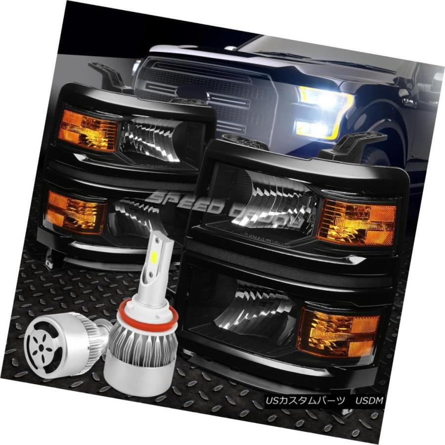前照灯 BLACK HOUSING HEADLIGHT + AMBE   R隅っこ+白いことLED H8 HID W ライト、レンズ-車、バイク、自転車