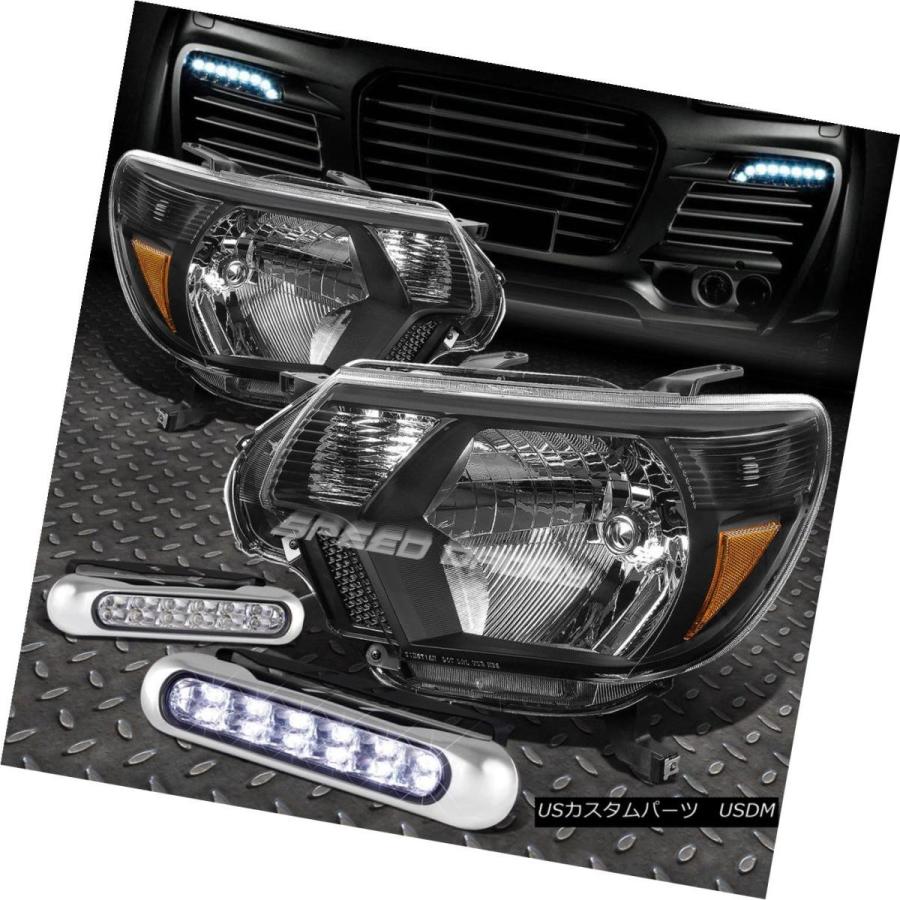 ヘッドライト BLACK HOUSING HEADLIGHT + AMBE   Rコーナー+ 12-15タコマ用LEDグリルフ