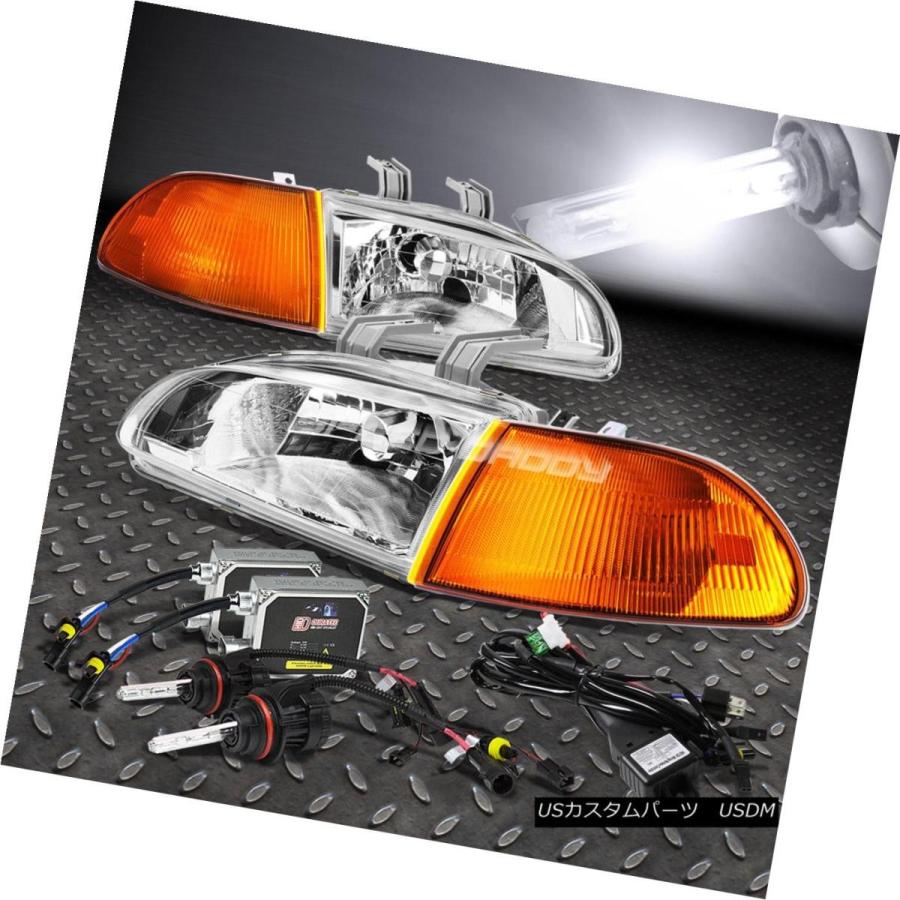 ヘッドライト CHROME HOUSING HEADLIGHT + AMBE   Rコーナー+ 6000K HIDキット、92