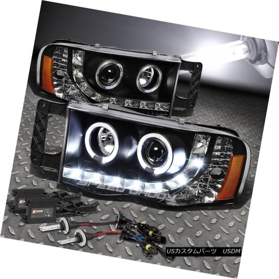 ヘッドライト ブラックハロープロジェクター+ LED DRLヘッドライト+アンバー  R SIDE + 6000KスリムHID