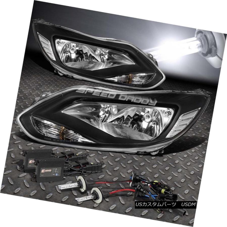 ヘッドライト 1P BLACK HOUSING HEAD LIGHT +クリアコーナーランプ+ 6000K SLIM HID 12-14 FOCUS