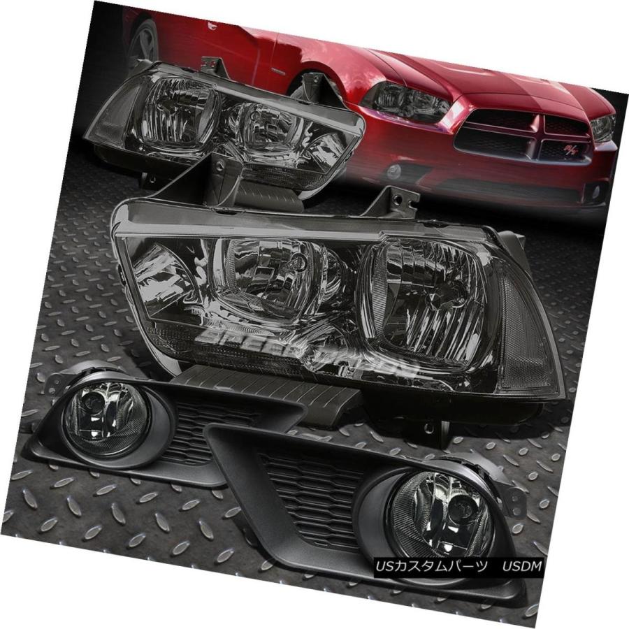 ヘッドライト 11-14ドッジ・チャージャー用ER信号+フォグ・ライト SMOKED HOUSING TINTED HEADLIGHT+CORN\u003cwb