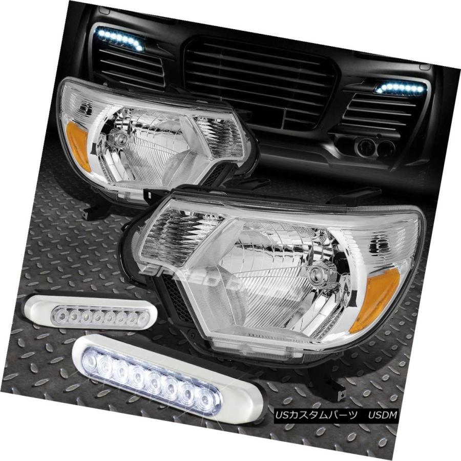 ヘッドライト CHROME HOUSING HEADLIGHT + AMBE   Rコーナー+ 12-15タコマ用8個のLED