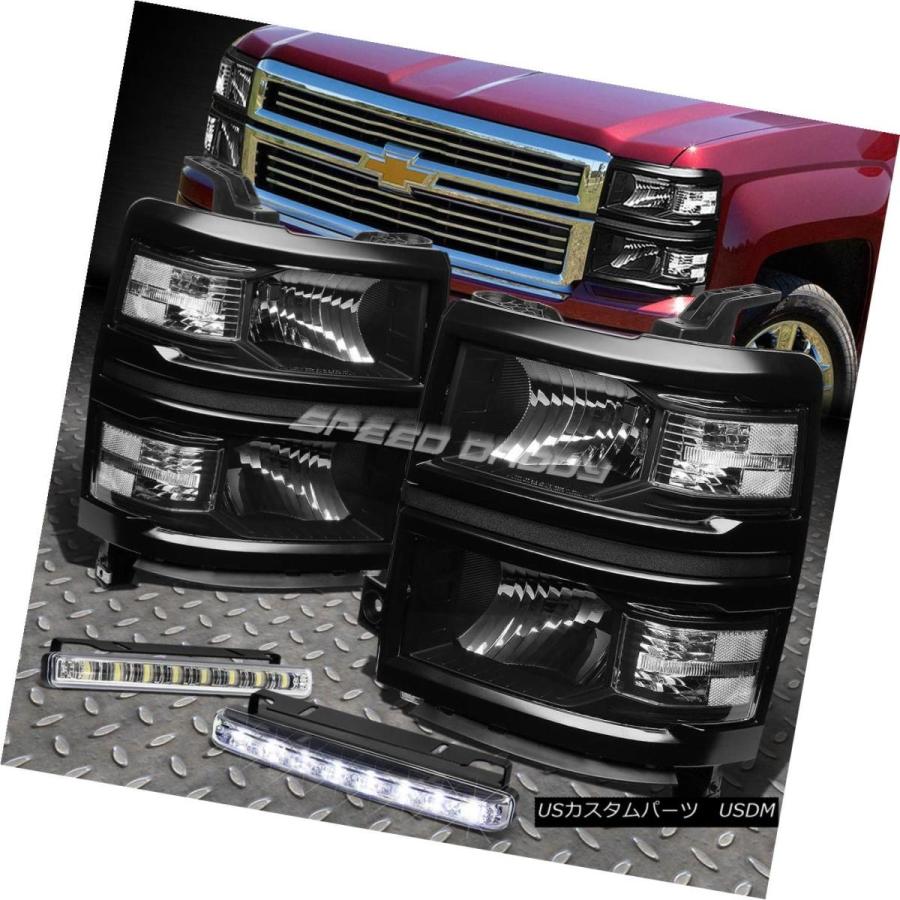 ヘッドライト BLACK HOUSING HEADLIGHT + CLEA   Rコーナー信号+ 14-15シルベラド用LED