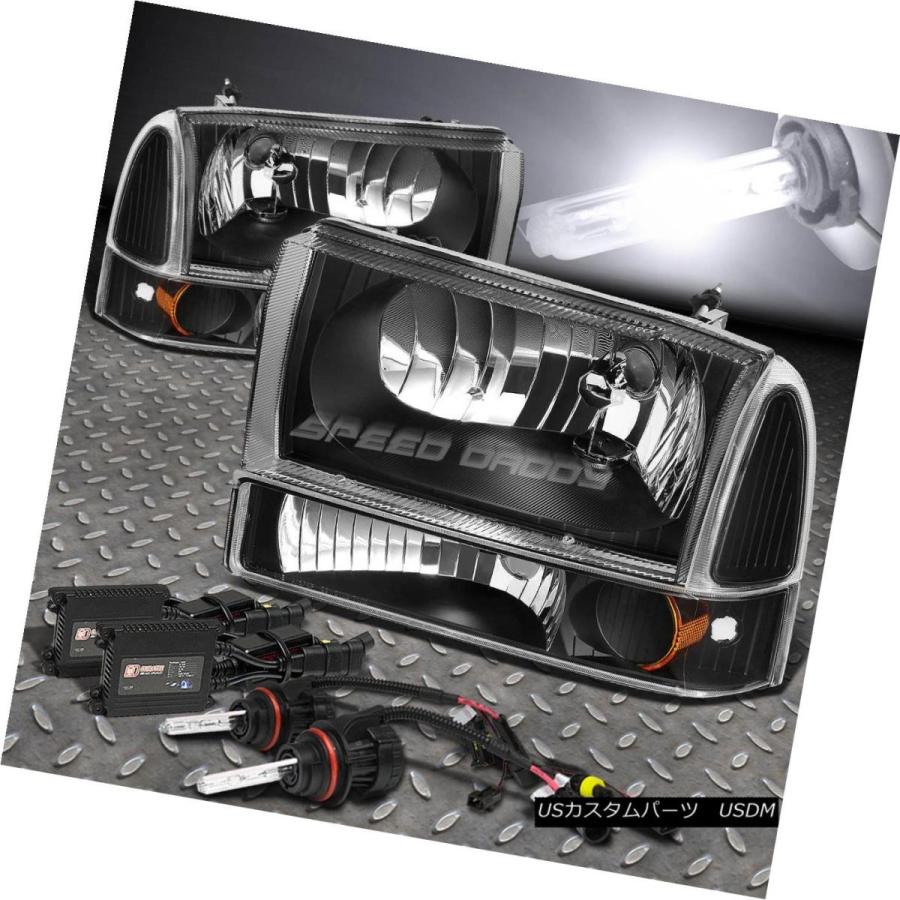 ヘッドライト BLACK HEADLIGHT + AMBE   Rサイドランプ+ 6000K SILM HID for 99-