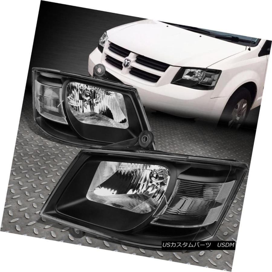 前照灯 08-10 GRAND CARAVAN PAIR BLACK HOUSING CLEAR SIDE前照灯FRONT LAMP SE 自動車-ライト、レンズ-その他ライト