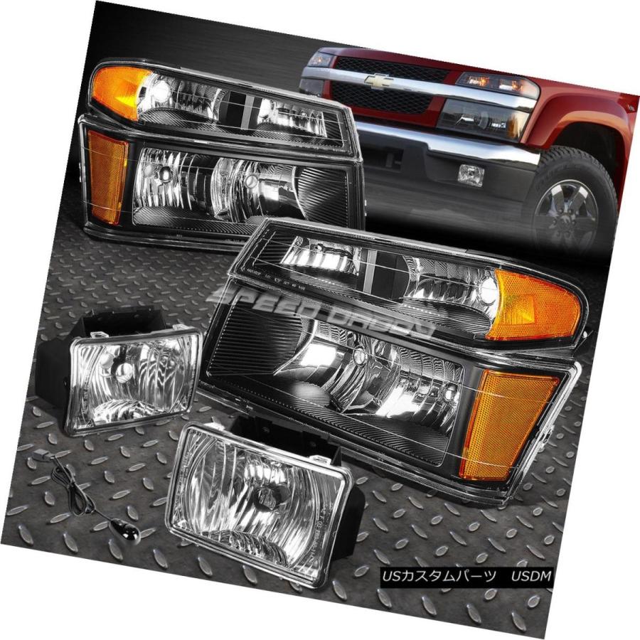 前照灯 BLACK HOUSING HEADLIGHT + AMBE   R隅っこ+クリアフォグライト+取り替えっこ04- その他ライト-車、バイク、自転車-ライト、レンズ