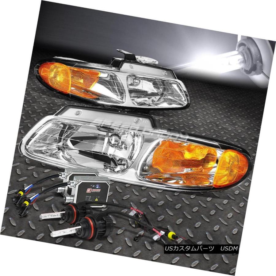 前照灯 CHROME HOUSING HEADLIGHT + AMBE   R隅っこ+ 6000K HID一揃いの道具96- その他ライト-車、バイク、自転車-ライト、レンズ