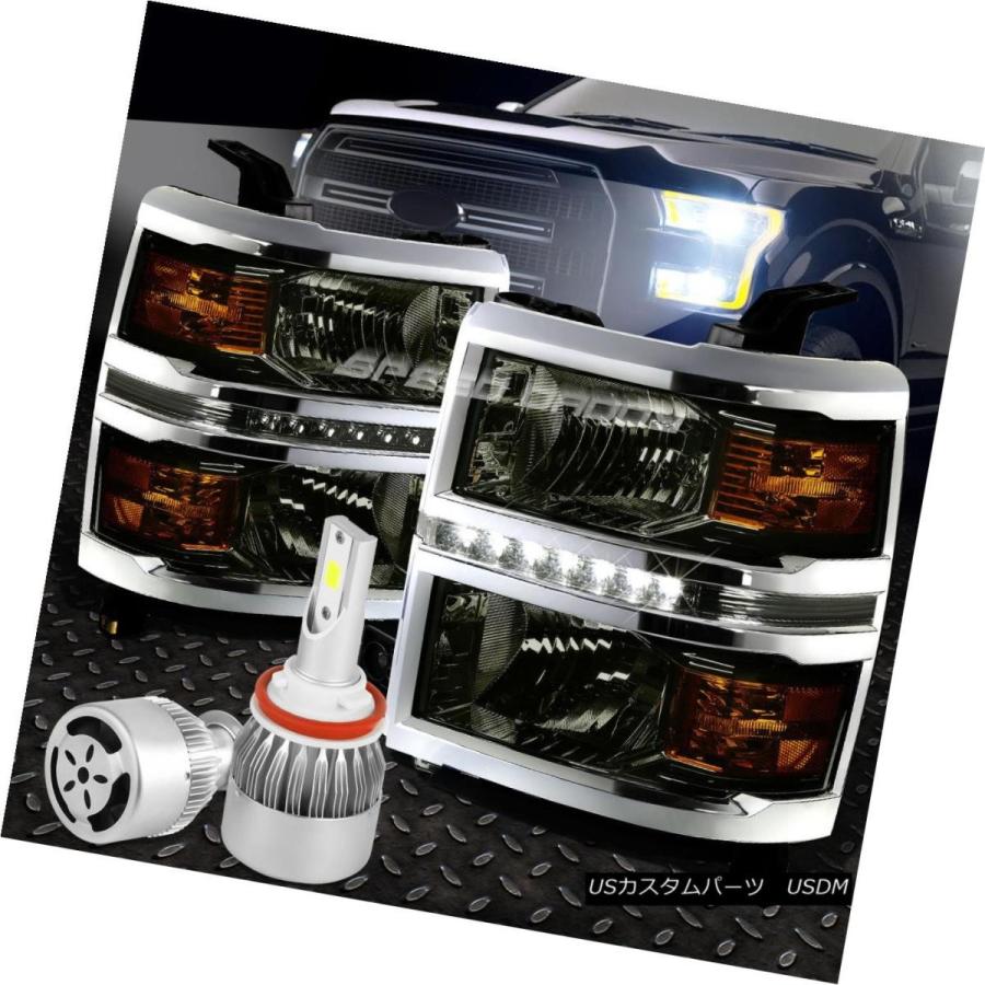 前照灯 SMOKED DRL前照灯+琥珀色  R隅っこ+白いことLED H8 HID W / FAN for その他ライト-車、バイク、自転車
