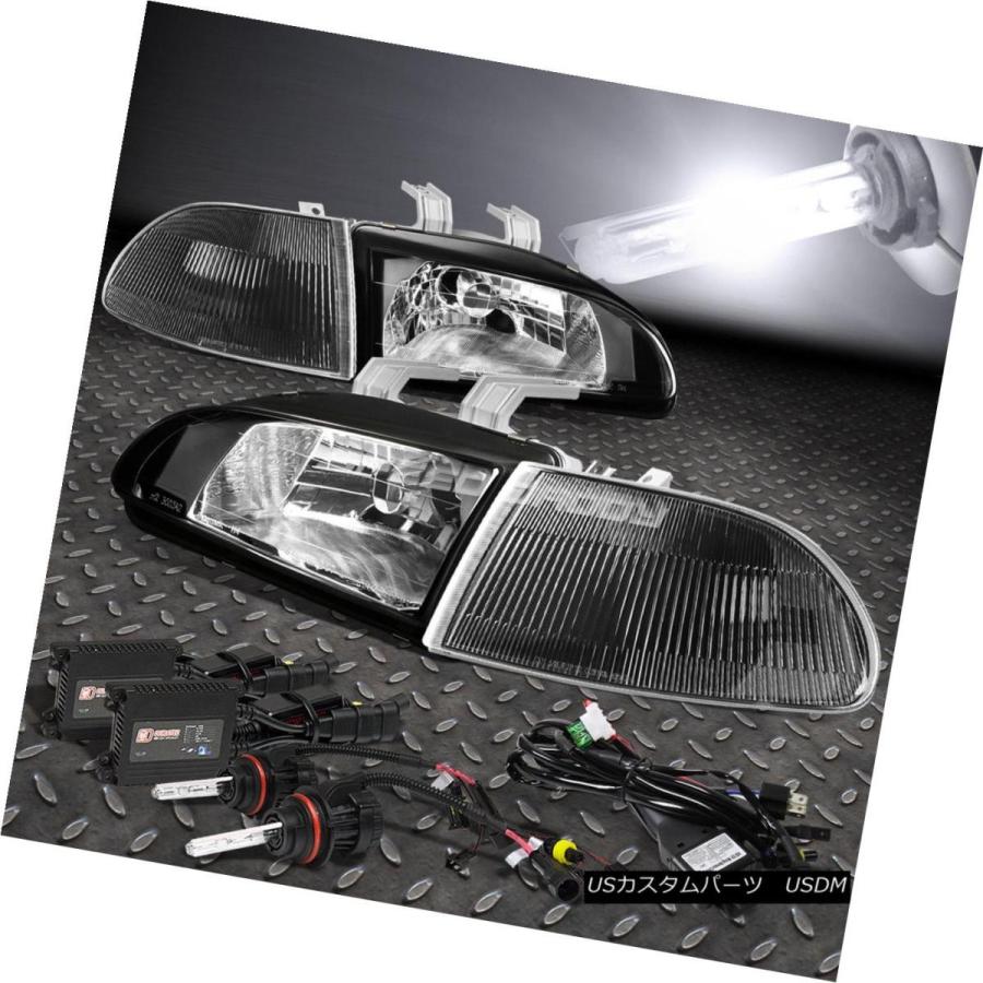 ヘッドライト BLACK HOUSING HEADLIGHT + CORN  ERライト+ 6000K SLIM HID 92-95 EJ1