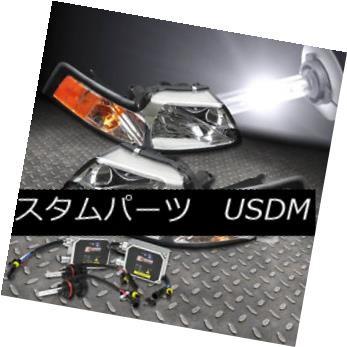 ヘッドライト CHROME HEADLIGHTアンバー・リフレクター+ 6000   K HID BULBS +バレースト（9