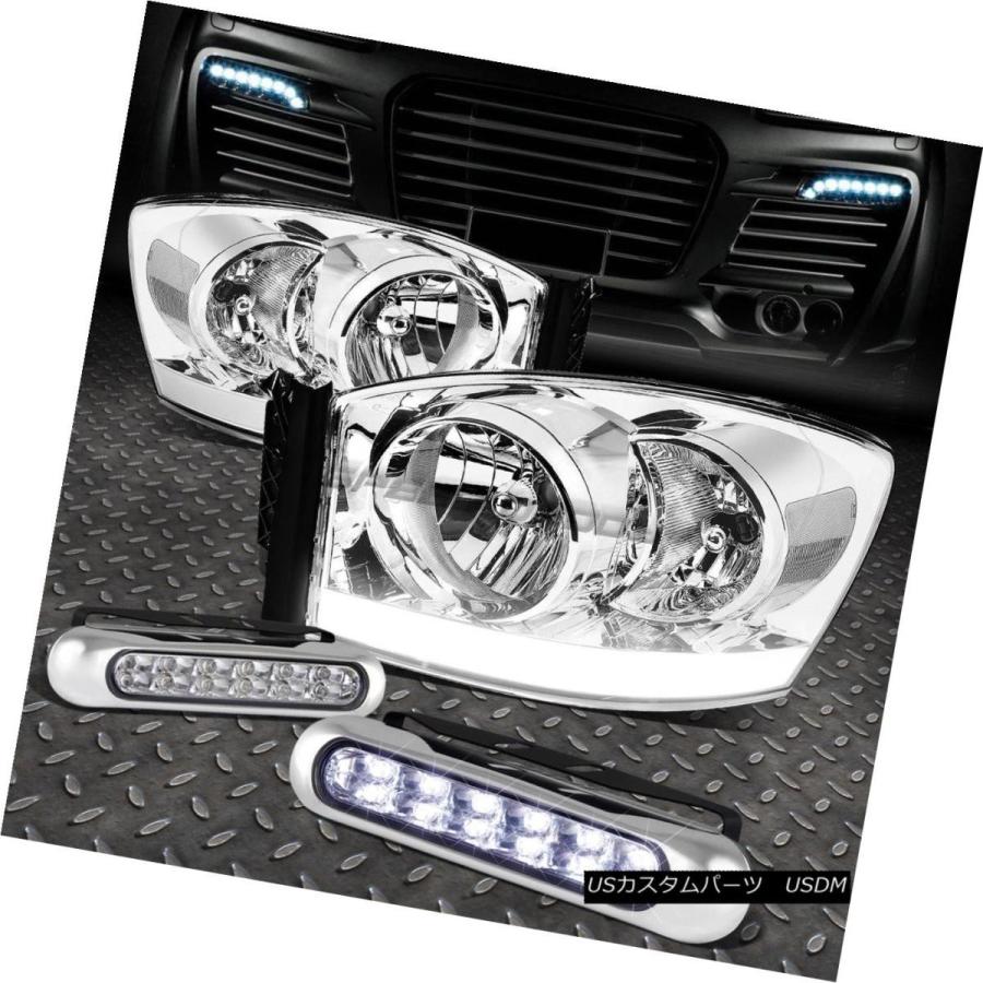 ヘッドライト CHROME HEADLIGHT + CLEA   Rコーナー+ DRL + 06-08ドッジRAMのための12
