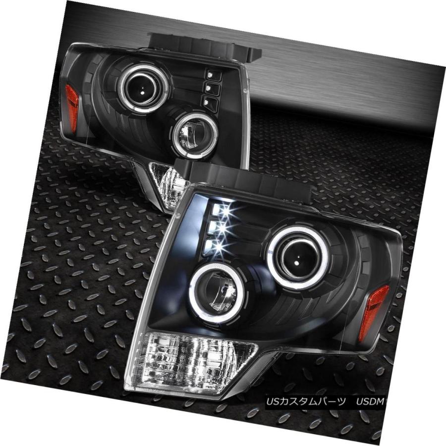 ヘッドライト ブラックアンバーハロープロジェクターヘッドライト+ 09-14フォードF150のための8つのLEDグリルフォグランプ BLACK AMB_1