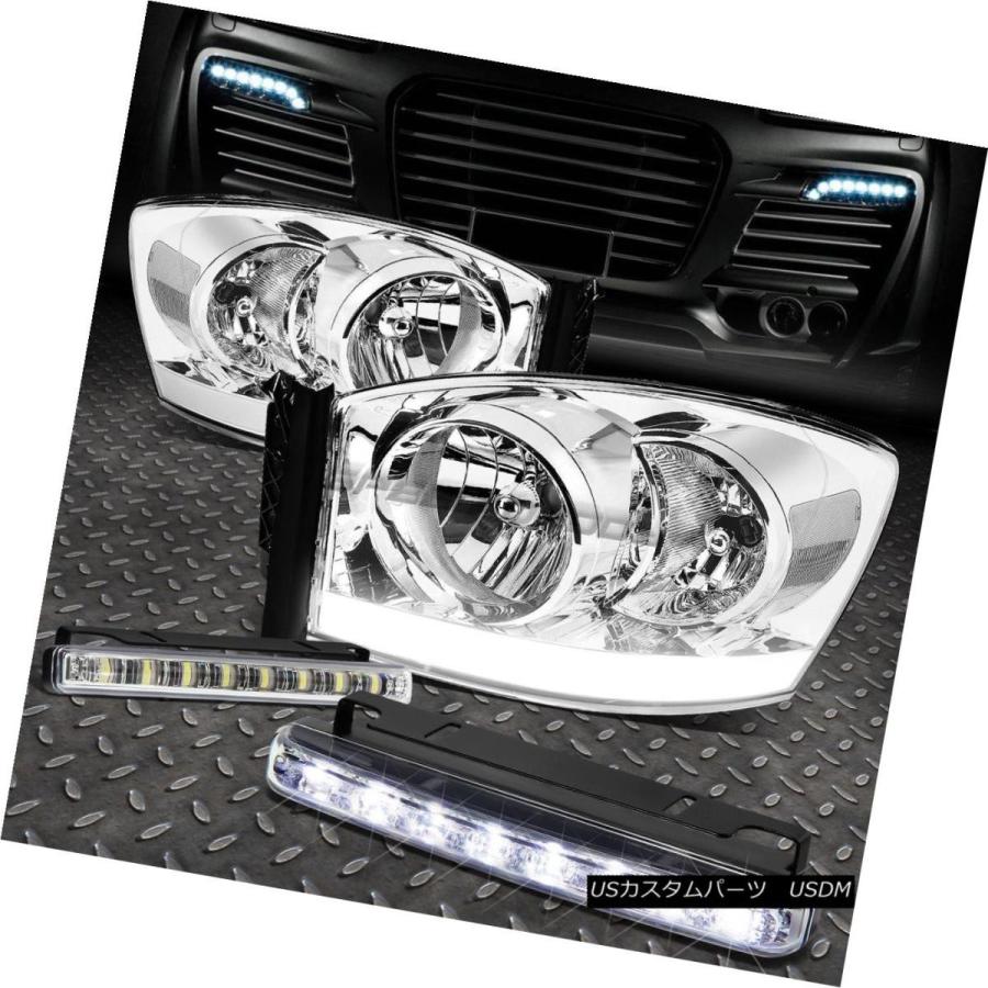 ヘッドライト CHROME HEADLIGHT + CLEA   Rコーナー+ DRL + 06-08ドッジRAMのための8つ