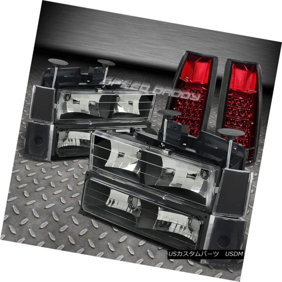 ヘッドライト 88-93 C10トラックブラックヘッドライト+コーン ER + BUMPER + RED LEDテールランプ10PC FOR