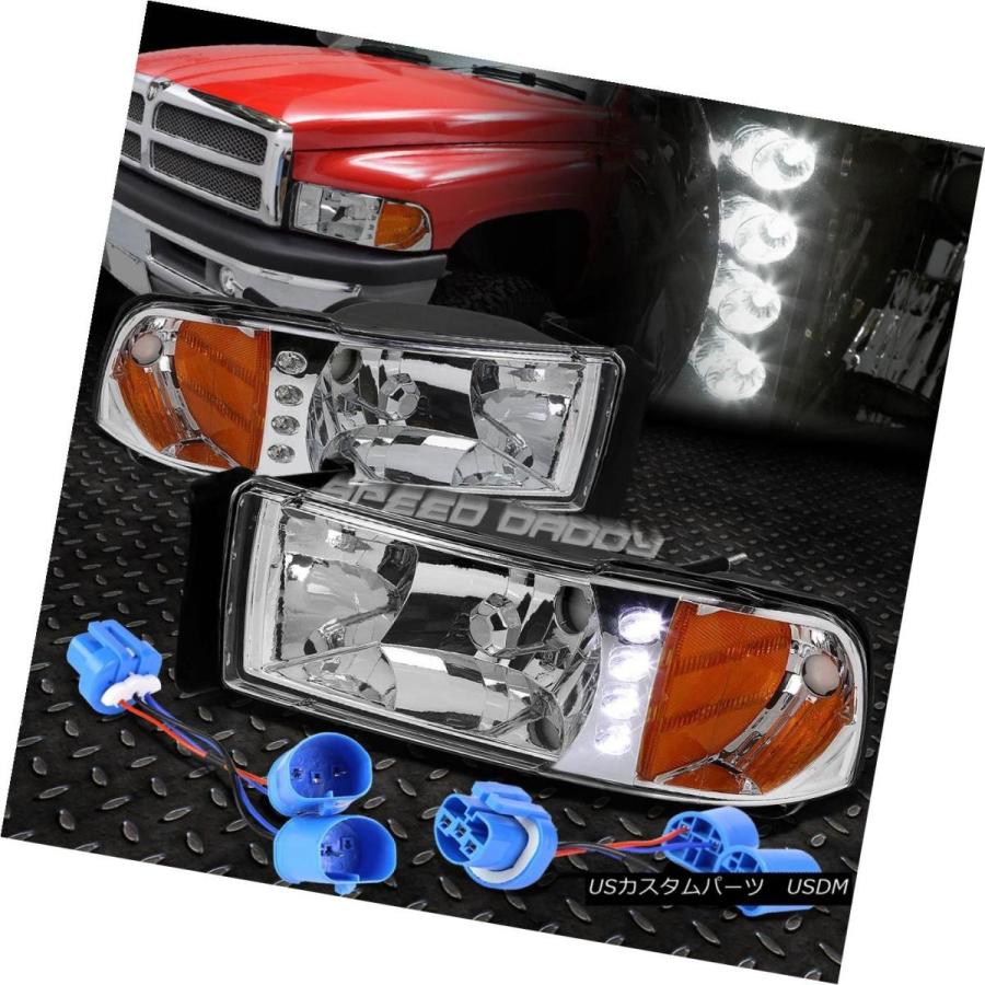 ヘッドライト CHROME HOUSING LED DRL 1Pクリアヘッドライト+コーン  94-02ドッジRAM /スポー