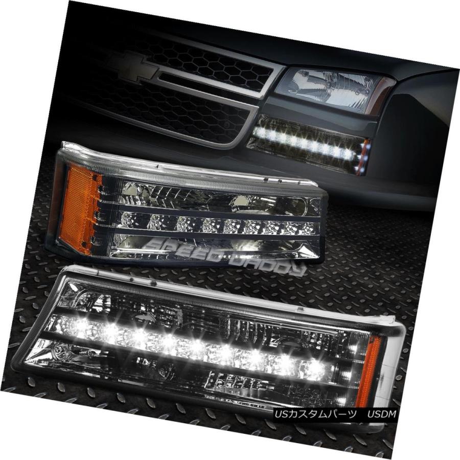 ヘッドライト SMOKED HOUSING HEADLIGHT + LED DRLバンパーライト03 + CHEVY SILVERADO / AVALの画像