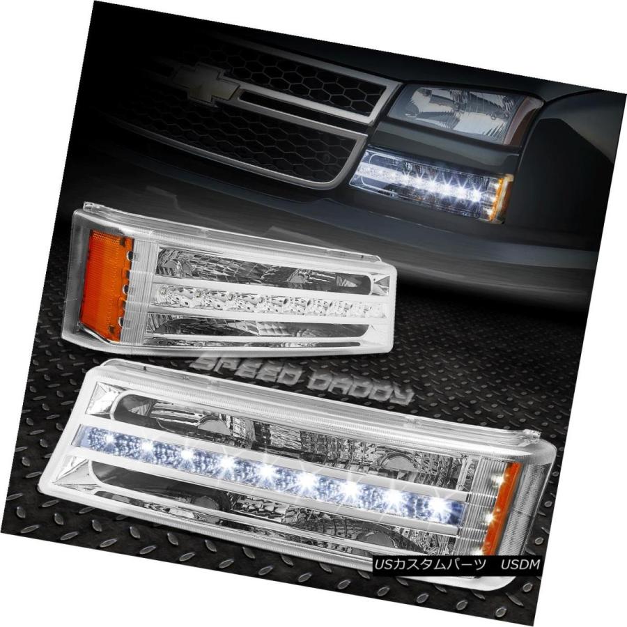 ヘッドライト CHROME HOUSING HEADLIGHT + LED DRLバンパーライト03 + CHEVY SILVERADO / AVALの画像