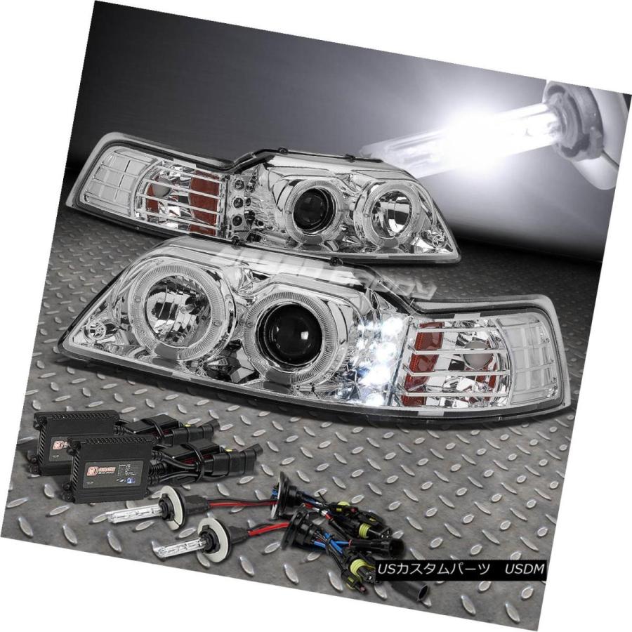ヘッドライト CHROME DUALハロープロジェクター+ LED 1PCヘッドライト+ 6000   Kスリムハイドfor