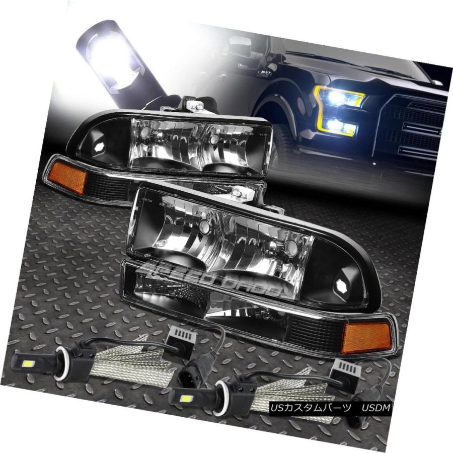 ヘッドライト BLACK HOUSING HEADLIGHT + AMBE   R信号+ 6000K白色LEDシステム（98-