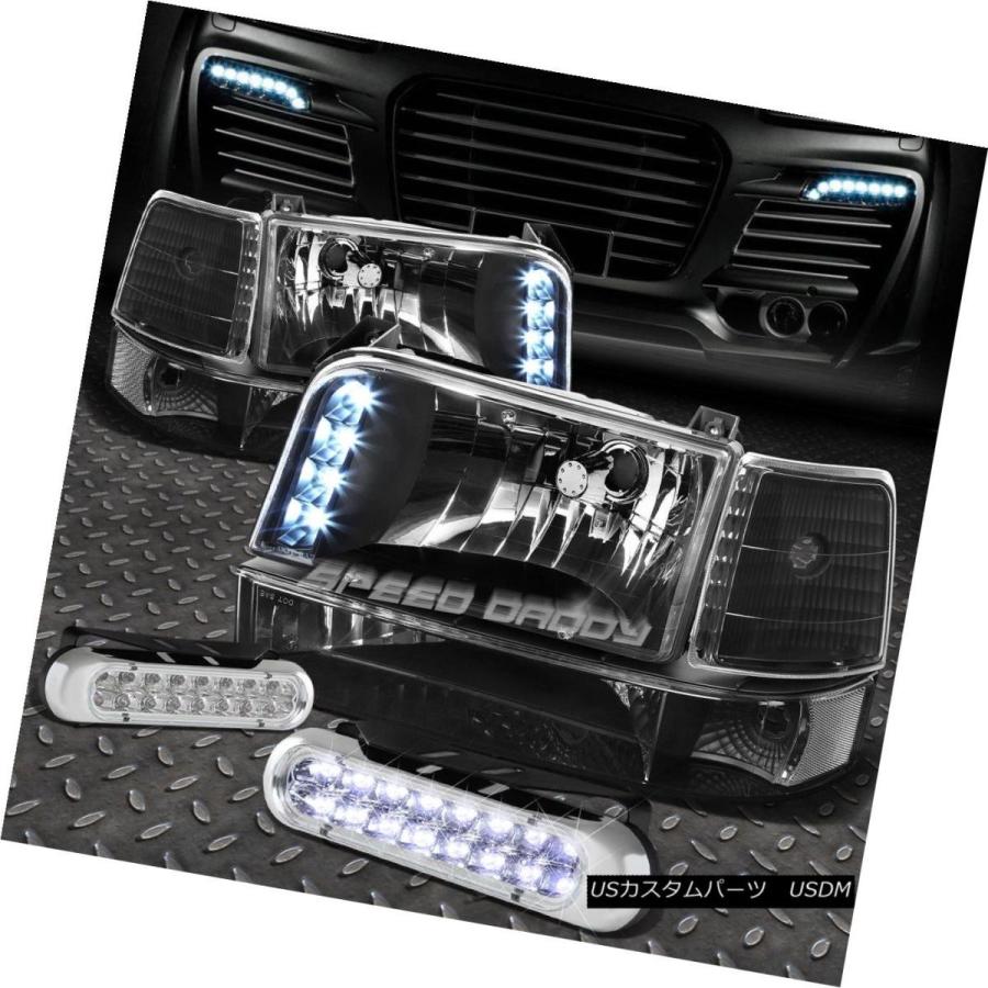 ヘッドライト BLACK LEDヘッドライト+クリーナー  Rコーナー+ 92-96 F150 / F250 / 350のため
