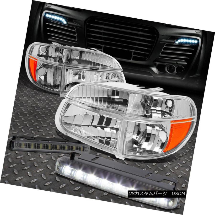 ヘッドライト CHROME HEADLIGHT + AMBE   Rコーナー+ 95-01フォードエクスプローラー用LED S