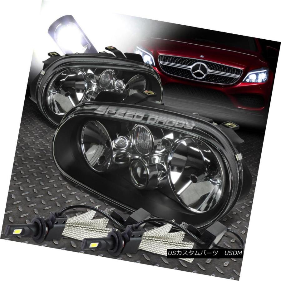ヘッドライト BLACK HOUSING CLEAR LENS HEADLIGHT + 6000  99-06ゴルフMK4用KホワイトLED