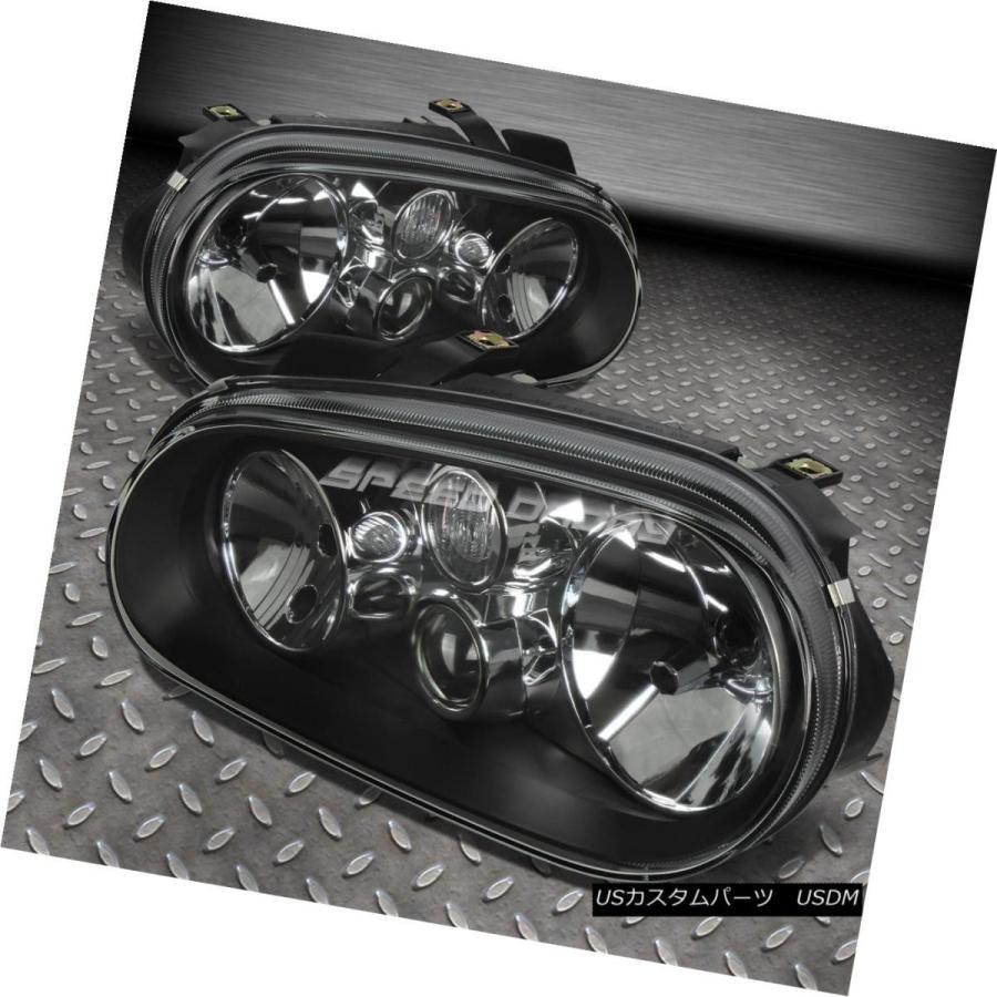 ヘッドライト BLACK HOUSING CLEAR LENS HEADLIGHT + 6000  99-06ゴルフMK4用KホワイトLEDの画像