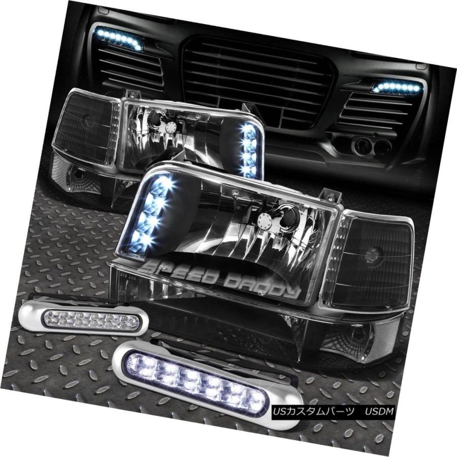 ヘッドライト BLACK LEDヘッドライト+クリーナー  Rコーナー+ 92-96 F150 / F250 / 350用LE