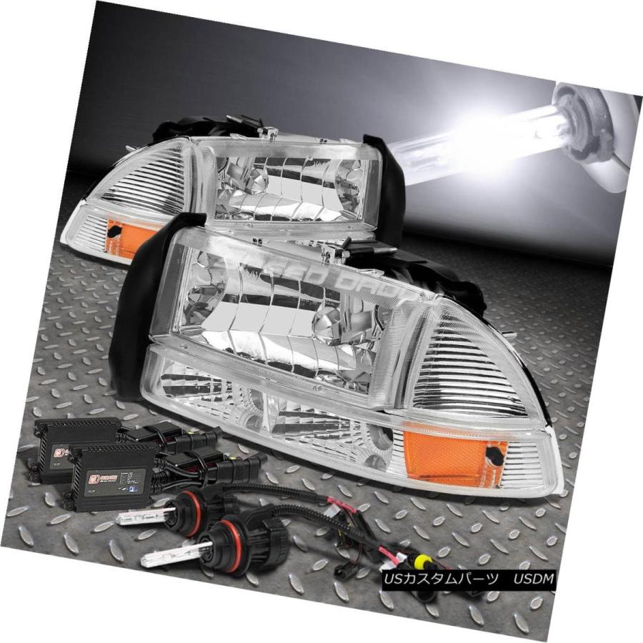 ヘッドライト クレームヘッドライト+アンブレム  Rサイドランプ+ 6000KシルムHID for 94-04 DAKOTA