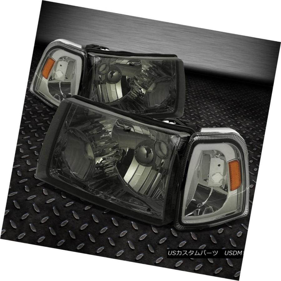 ヘッドライト SMOKED HOUSING HEADLIGHT + AMBE   Rコーナー+ホワイトLED 9007 HIDの画像