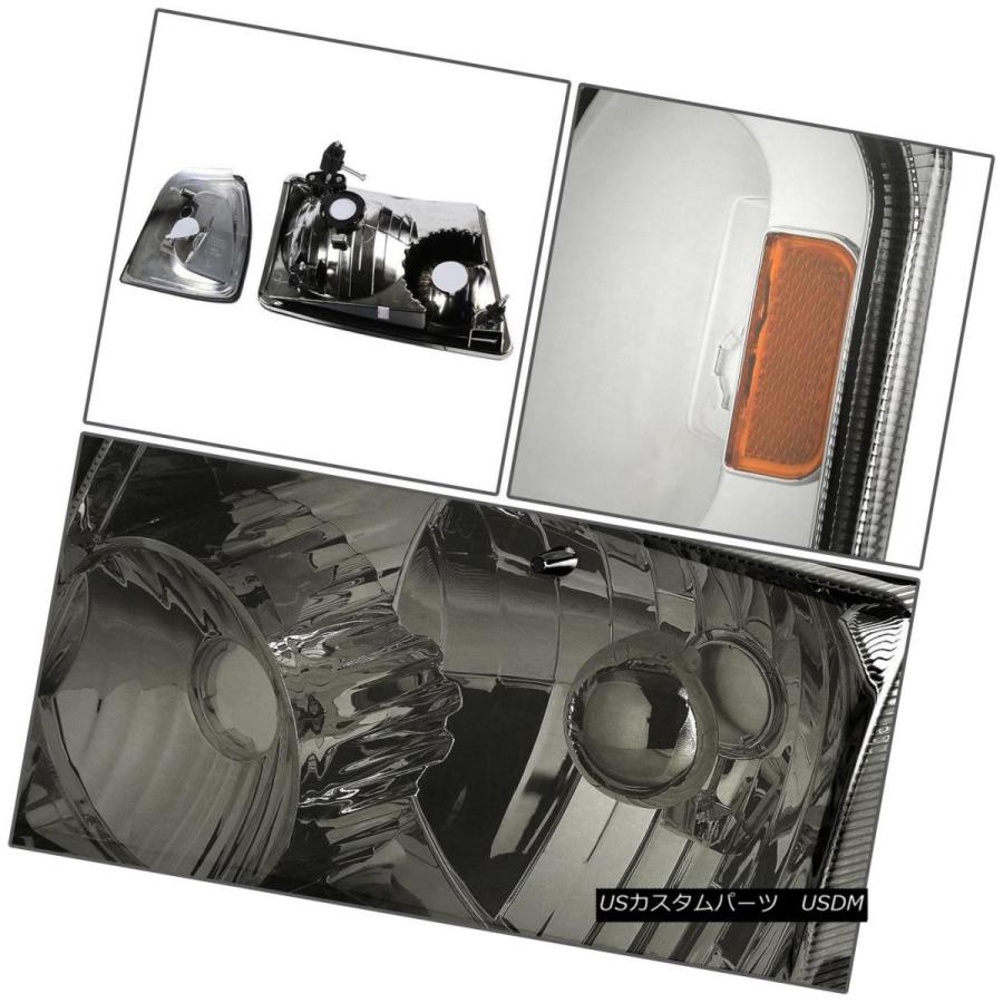 ヘッドライト SMOKED HOUSING HEADLIGHT + AMBE   Rコーナー+ホワイトLED 9007 HIDの画像
