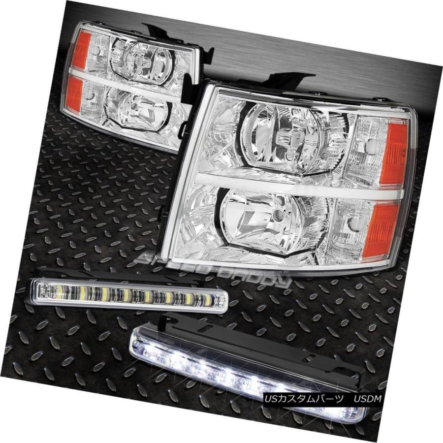 ヘッドライト シグナルバンパーランプ+ヘッドライトクロームハウジング+ LEDフォグライトフィット07-13 SILVERADO SIGNAL BUM