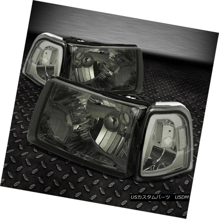 ヘッドライト SMOKED HOUSING HEADLIGHT + CLEA   Rコーナー+ホワイトLED 9007 HIDの画像