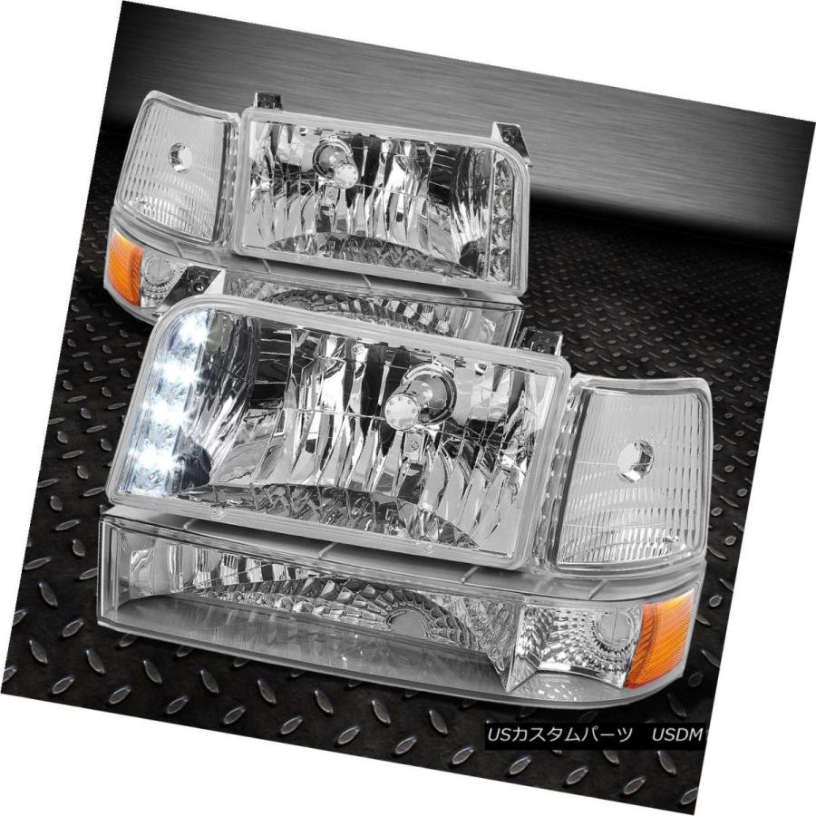 ヘッドライト CHROME LEDヘッドライト+アンバー  Rコーナー+ホワイトLED 9007 HID +ファン用92-96の画像
