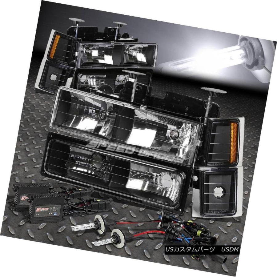 ヘッドライト BLACK HEADLIGHT + CORN  ER + BUMPER LIGHT + 6000KスリムHID 94-00