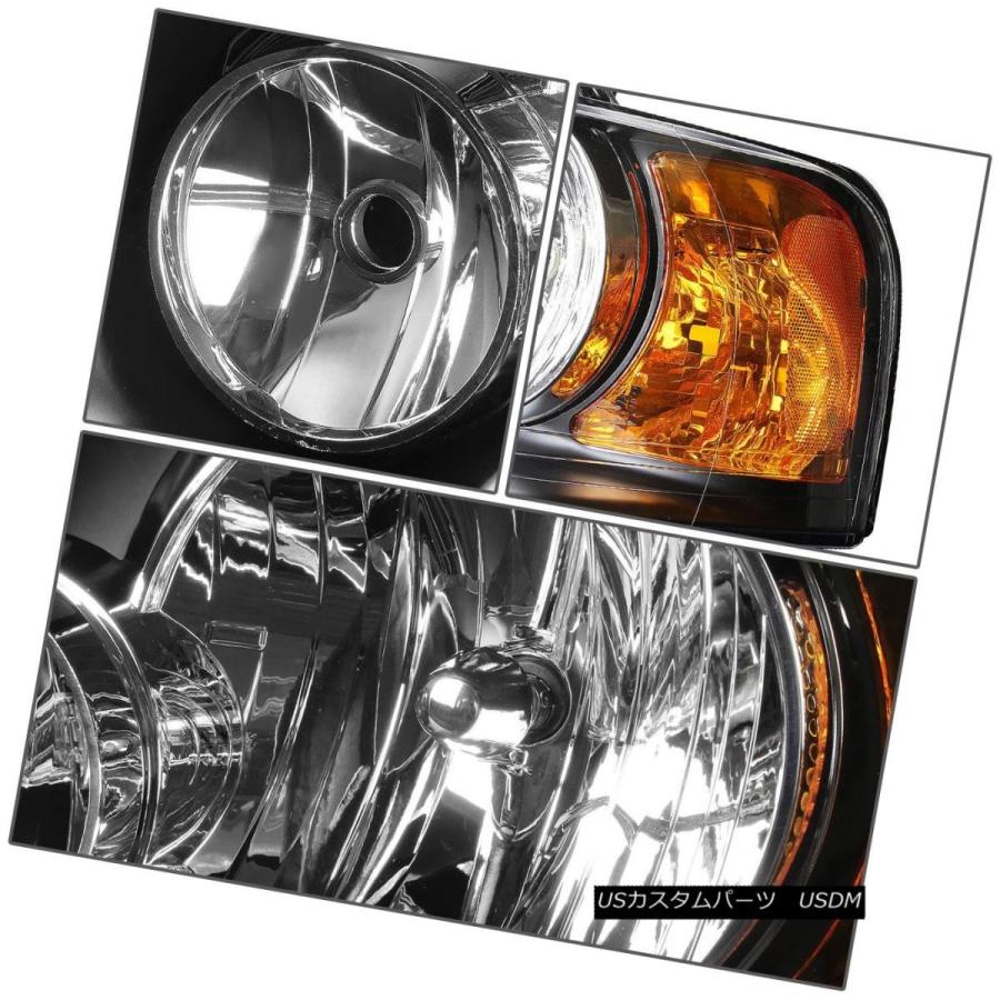 ヘッドライト BLACK HOUSING HEADLIGHT + AMBE   Rコーナー+ホワイトLED 9006 HIDの画像