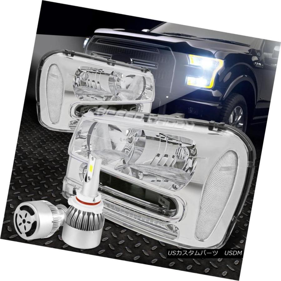 ヘッドライト CHROME HOUSING HEADLIGHT + CLEA   Rコーナー+白色LED 9006 HIDファ