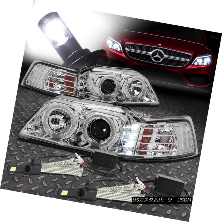 ヘッドライト 明確な住宅ハローLEDヘッドライト+コーン  ER + 6000K白色LEDシステム（99-04 MUSTANG