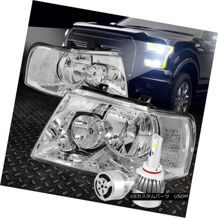 ヘッドライト CHROME HOUSING HEADLIGHT + CLEA   Rコーナー+ホワイトLED 9006 HID