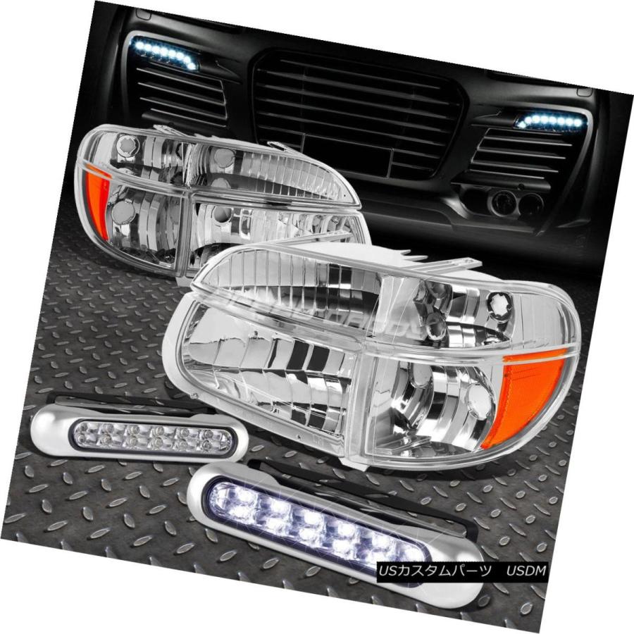 ヘッドライト CHROME HEADLIGHT + AMBE   Rコーナー+ 95-01フォードエクスプローラー用LEDグリ
