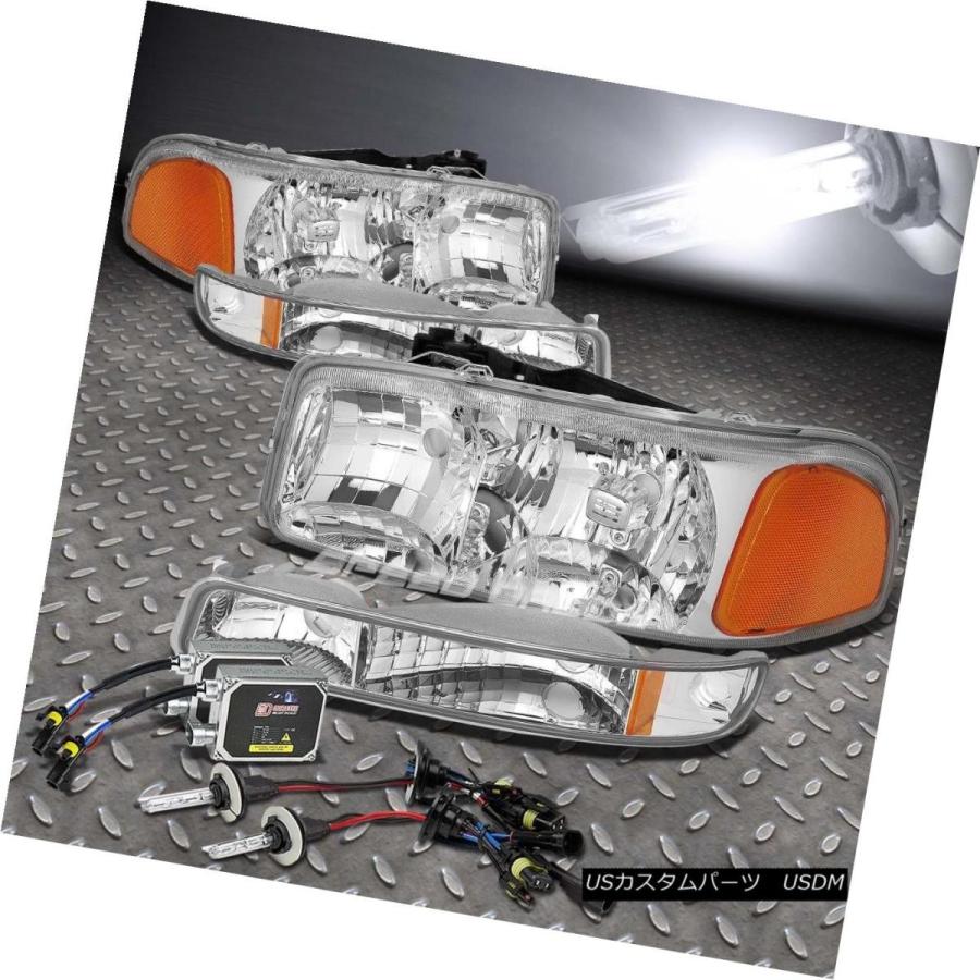 ヘッドライト CHROME HOUSING +アンバーバンパーヘッドライト+ 6000   K HID KIT FOR 99-